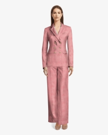Pink 6b Double Breasted Tweed Wide Leg Pant Suit-view - Light Brown Coat Pant, HD Png Download, Free Download
