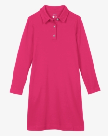 Child Wearing The Long Sleeve Polo Dress In Kids Size - Polo Shirt In Pink, HD Png Download, Free Download