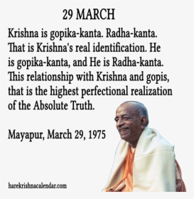 Radha Krishna Prabhupada Quotes , Png Download - 29 March Prabhupada, Transparent Png, Free Download