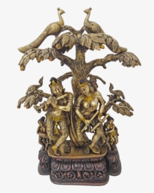 Brass Antique Krishna With Dancing Radha And Devi"s - Statue, HD Png Download, Free Download