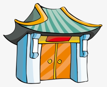 Chinese Temple Cartoon Buddhist Yellow Transprent Png - Buddhist Temple Cartoon Png, Transparent Png, Free Download