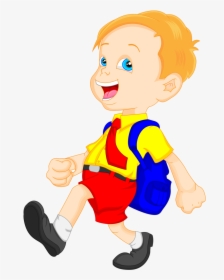 Escola & Formatura - Student With School Bag Cartoon, HD Png Download, Free Download
