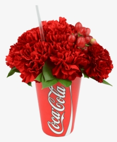 Red Coke Cup With Flowers - Coca Cola, HD Png Download, Free Download
