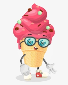 Smart Cartoon Character Frosty - Ice Cream Png Character, Transparent Png, Free Download