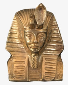Vintage Solid Brass Egyptian Bust Of King Tut On Chairish - Carving, HD Png Download, Free Download