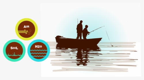 Man And Son Fishing On Contaminated Water - Canoe, HD Png Download, Free Download
