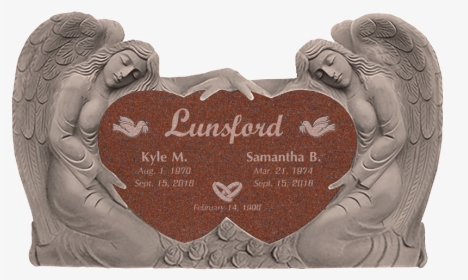 Double Angel Holding Heart India Red Blasted - Double Heart Angel Headstone, HD Png Download, Free Download