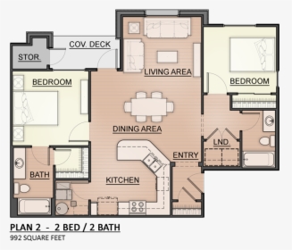 Two Bedroom - Floor Plan, HD Png Download, Free Download