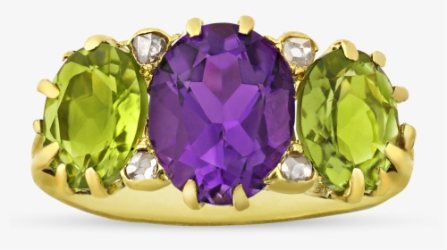 Amethyst, Peridot And Diamond Suffragette Ring, - Engagement Ring, HD Png Download, Free Download