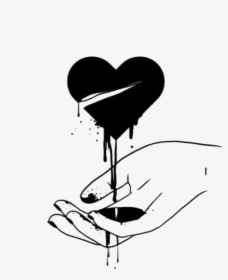 #heart #bleeding #black #lineart #freetoedit - Black And White Heart Bleeding, HD Png Download, Free Download