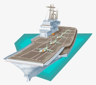 Vector Illustration Of Aircraft Carrier Warship Airbase - Supercarrier, HD Png Download, Free Download