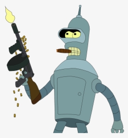 Futurama Bender Png Image - Futurama Bender With Gun, Transparent Png, Free Download