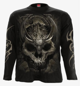 Draco Skull Long Sleeve T-shirt - Draco Skull T Shirt, HD Png Download, Free Download