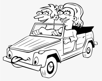 Girl And Boy Driving Car Cartoon Svg Clip Arts - Car Drawing With People, HD Png Download, Free Download