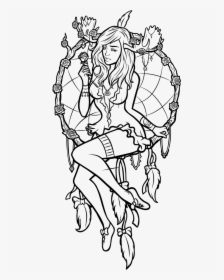 At Getdrawings Com Free - Dream Catcher Line Drawing, HD Png Download, Free Download