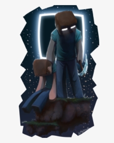 Herobrine, Night, And Steve Image - Herobrine And Steve, HD Png Download, Free Download