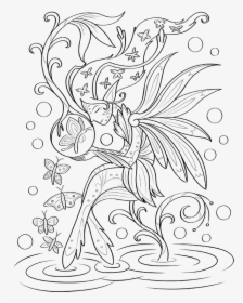 Butterflies And Fairies Coloring Page - Butterfly And Fairy Coloring Pages, HD Png Download, Free Download