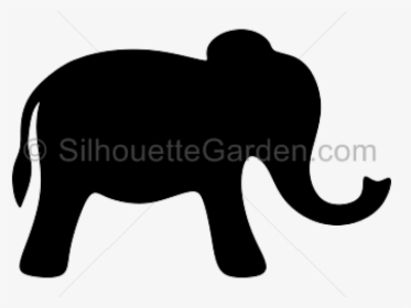 Silhouettes Clipart Elephant - Simple Cartoon Elephant Silhouette, HD Png Download, Free Download