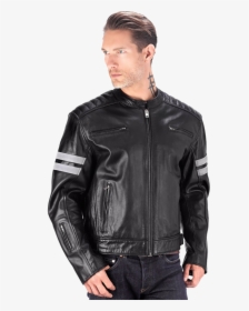 Motorcycle Leather Jacket Transparent Background Png - Black Leather Motorcycle Jacket For Men, Png Download, Free Download