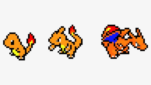 Charmander Charmeleon And Charizard Pixel, HD Png Download, Free Download