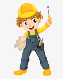 Female Clipart Handyman - Kid Construction Worker Clipart, HD Png Download, Free Download