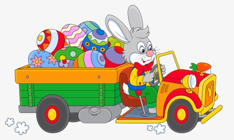 Easter Bunny With Egg Truck Png Clipart - Easter Truck, Transparent Png, Free Download