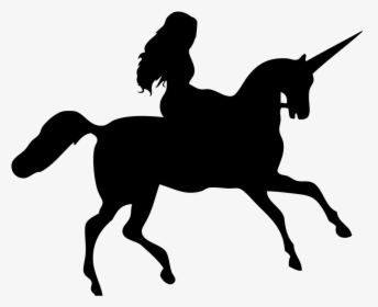 Woman Riding Unicorn Silhouette - Girl Riding Unicorn Silhouette, HD Png Download, Free Download