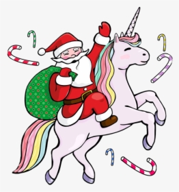 Santa Riding A Unicorn , Png Download - Santa Riding A Unicorn, Transparent Png, Free Download