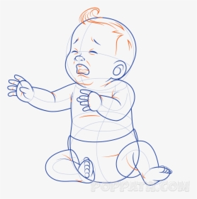 How To Draw A Baby Crying Pop Path Pertaining To Baby - Drawing Of A Baby Crying, HD Png Download, Free Download