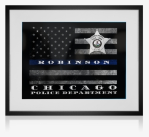 Chicago Police Thin Blue Line Flag Officer Wall Art - Thin Blue Line, HD Png Download, Free Download