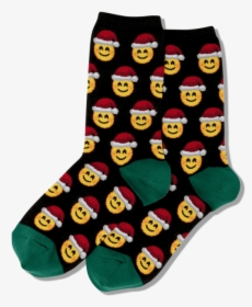 Women"s Santa Smile Emoji Socks"  Class="slick Lazy - Sock, HD Png Download, Free Download