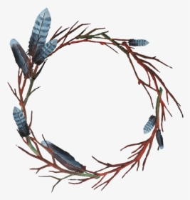 #feather #feathers #branches #twigs #wreath #frame - Feather Circle Png, Transparent Png, Free Download