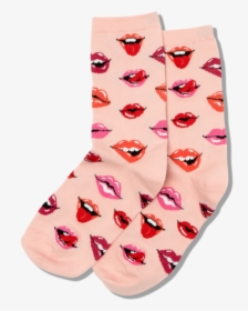 Women"s Lips Crew Socks"  Class="slick Lazy Image Js - Sock, HD Png Download, Free Download