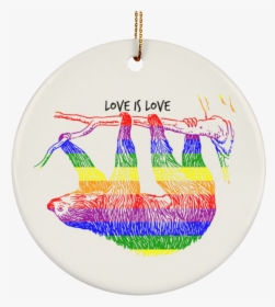 Gay Pride Rainbow Sloth Holiday Ornament - Circle, HD Png Download, Free Download