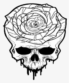 Skull Rose Tattoo Line - Tattoo Line Art Png, Transparent Png, Free Download
