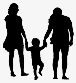 Family With Child In The Middle Silhouette Png - Draw A Small Family, Transparent Png, Free Download