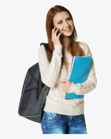 Female Student Png Image - Student With Phone Transparent, Png Download, Free Download