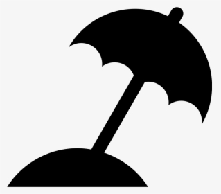 Beach Umbrella Black Silhouette - Beach Umbrella Icon Vector, HD Png Download, Free Download