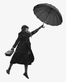 Girl Umbrella Png Pic - Flying Woman With Umbrella, Transparent Png, Free Download