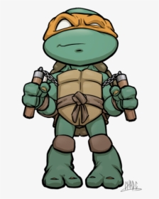 Chibi Mikey - Michelangelo Ninja Turtle Drawing, HD Png Download, Free Download