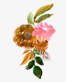 Hand Painted Brown Watercolor Flower Png Transparent - Water Color Flower Png Brown, Png Download, Free Download