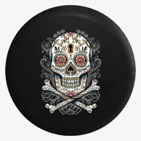 Jeep Wrangler Tire Cover With Floral Smiling Skull - Jl Jeep Tire Covers, HD Png Download, Free Download