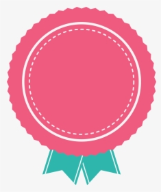 Pink Badge With Green Ribbon - Illustration, HD Png Download, Free Download