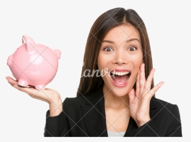 Clip Art Woman Holding Piggy Bank - Canva, HD Png Download, Free Download