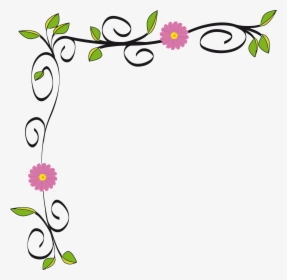 Border Flowers Clip Art - Flower Border Line Design, HD Png Download, Free Download