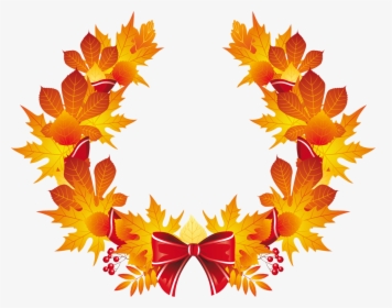 Fall Wreath Clipart - Fall Leaf Wreath Clipart, HD Png Download, Free Download