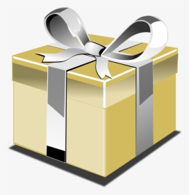 Present, Gift, Ribbon, Bow, Yellow, Gold, Silver - Christmas Present No Background, HD Png Download, Free Download