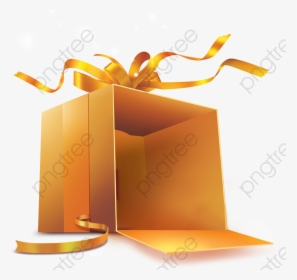 Gift Clipart Gold - Gold Gift Box Open, HD Png Download, Free Download