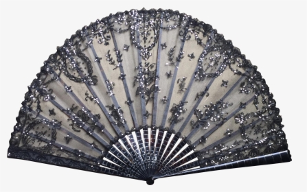 Antique Victorian Black Tulle - Black Lace Fan Png, Transparent Png, Free Download
