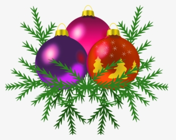 Christmas Baubles On Tree Transparent Background Christmas - Free Clip Art Christmas Ornament, HD Png Download, Free Download